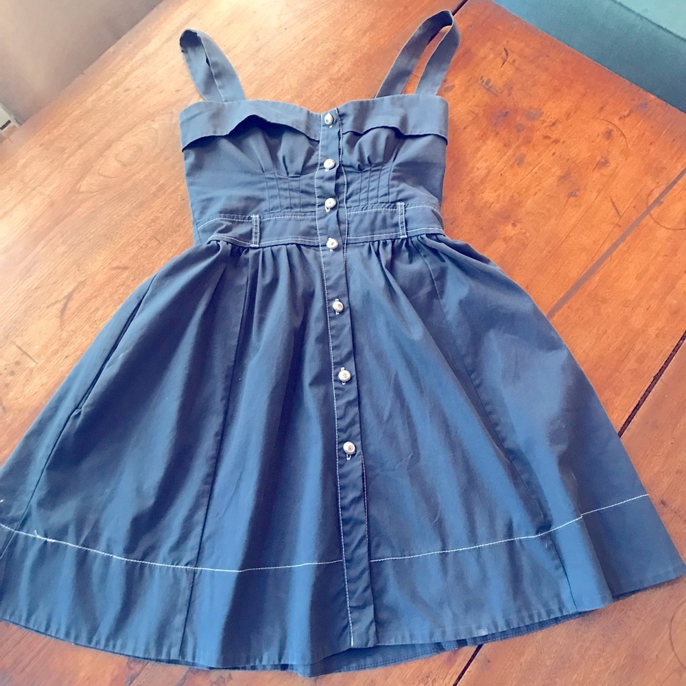 VINTAGE Navy Blue handmade Sun Dress - Super cute!